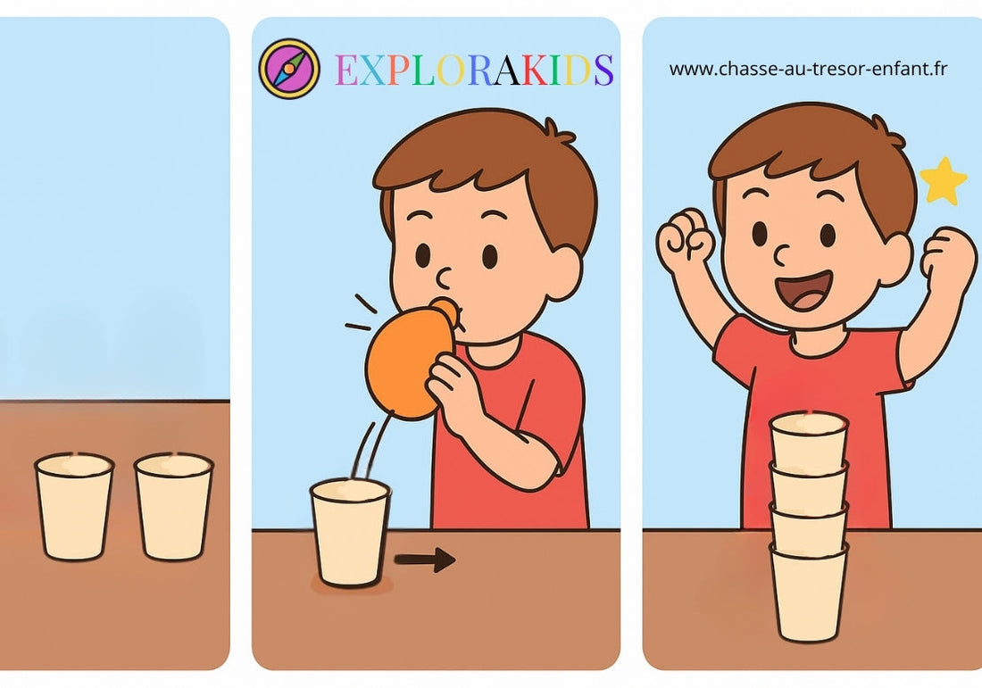 🎈 Défi des gobelets au ballon : empile tout à la force de ton souffle !
