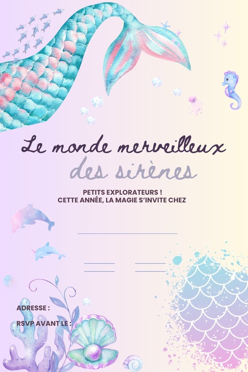 Chasse au trésor sirène 4-5 ans à imprimer - Chasse au trésor – Le trésor des sirènes - KidXplorer